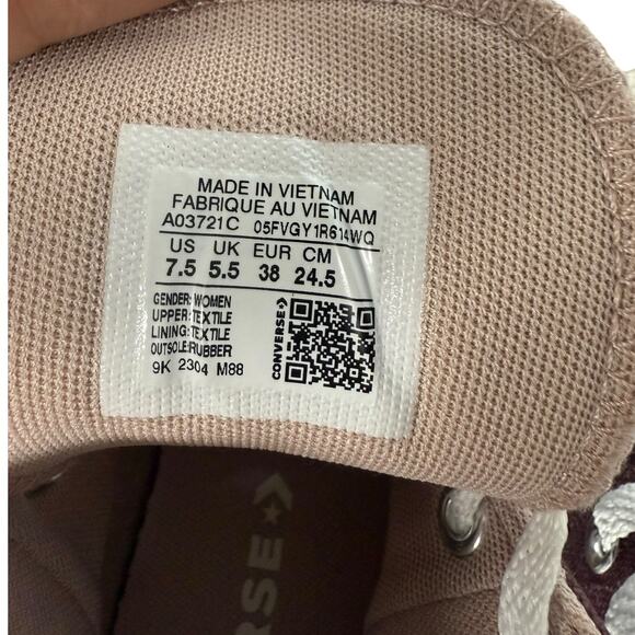 Converse Chuck Star Platform Lift Shoes A03721C Wine Mauve Egret Size 7.5 women - Picture 10 of 10